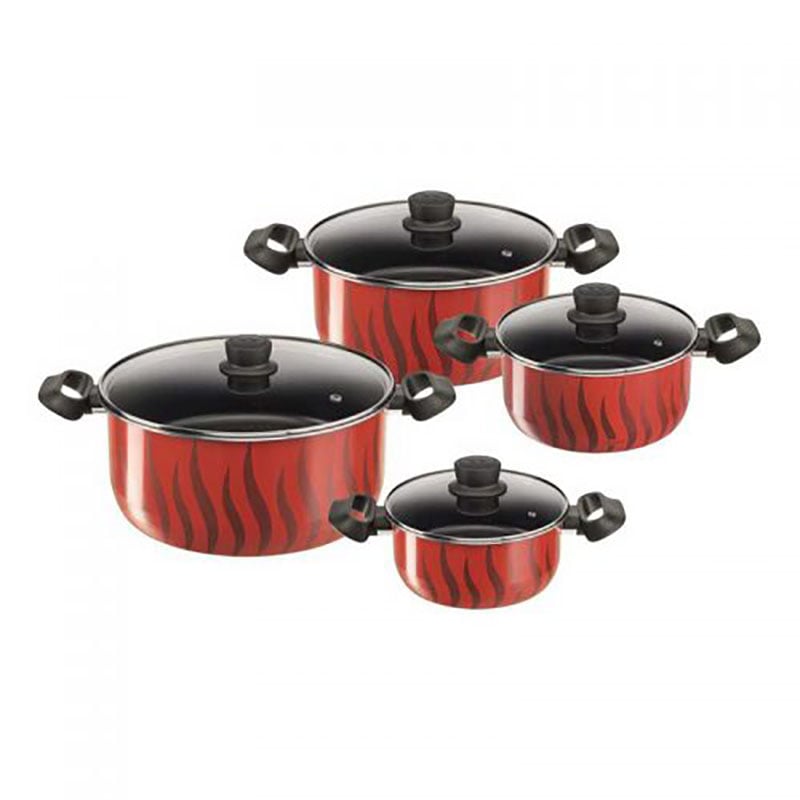 Tefal C3079082 Tempo Flame – 8Pcs Set: Stewpots 18/22/26/30 + Glass Lids